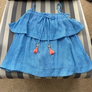 Lilly Pulitzer French Blue Summer Ruffle Tank Top with Tassels - Size XXS